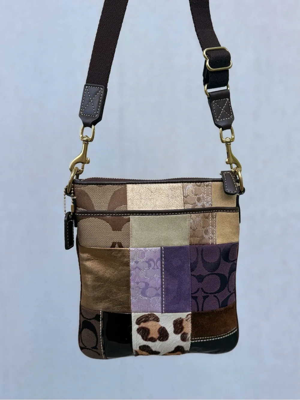 Authentic Coach patchwork crossbody satchel bag